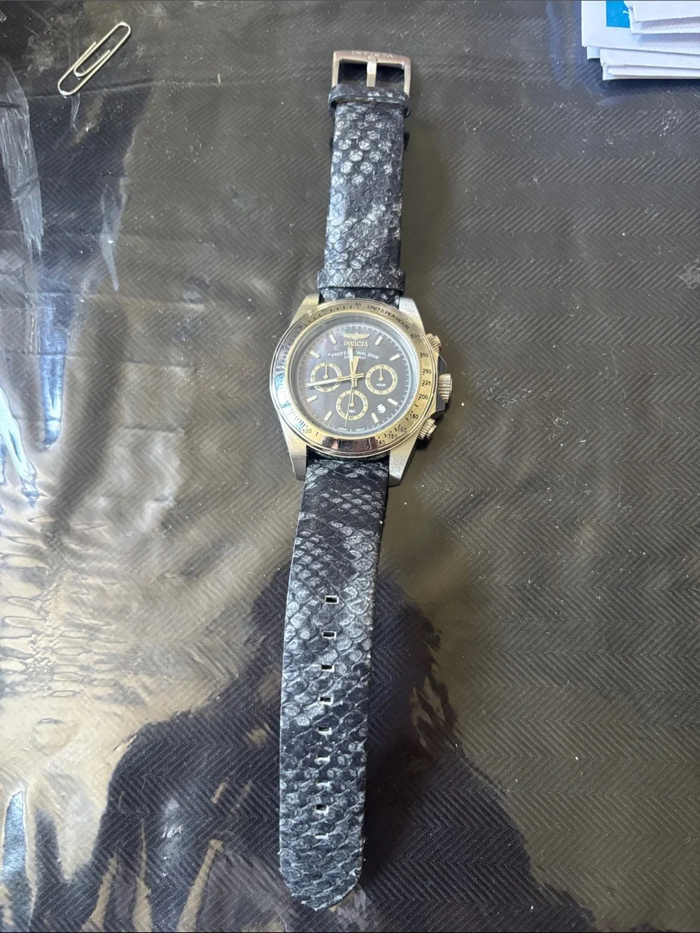 Invicta Speedway Chronograph leather Strap Snakeprint.